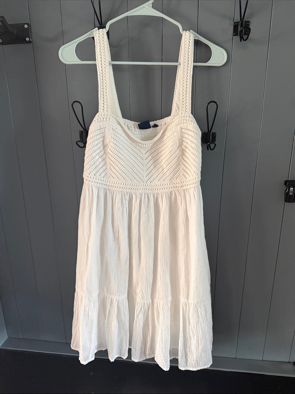 GAP White Crochet-Tiered Mini Sundress